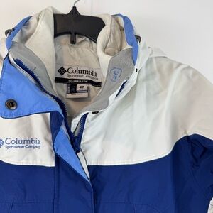 Columbia Women's Windbreaker Hooded Jacket Core Interchange Blue White Size M